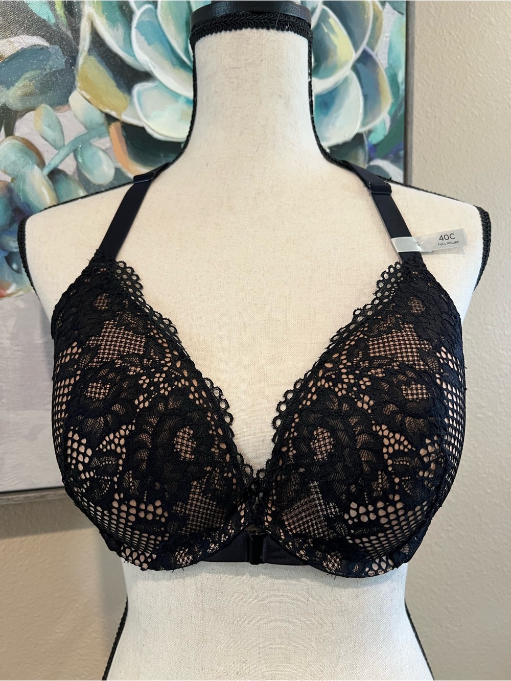 Ambrielle Black Lace Plunge Bra